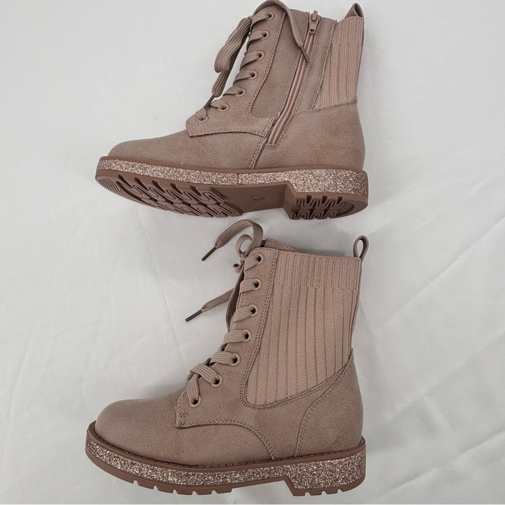 Mia Kids Girls’ Everli Glitter Combat Boot in Blush Size 13 w Side Zipper NWOT - Picture 2 of 14